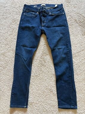 Topman Men's Stretch Skinny Fit Dark Wash Blue Denim Jeans Mid Rise 5-Pocket 34s